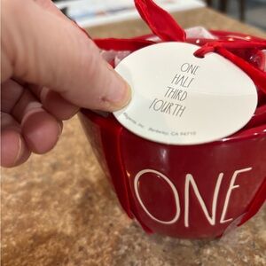 Rae Dunn Red Measuring Cups Set with heart cut out NWT excellent condition